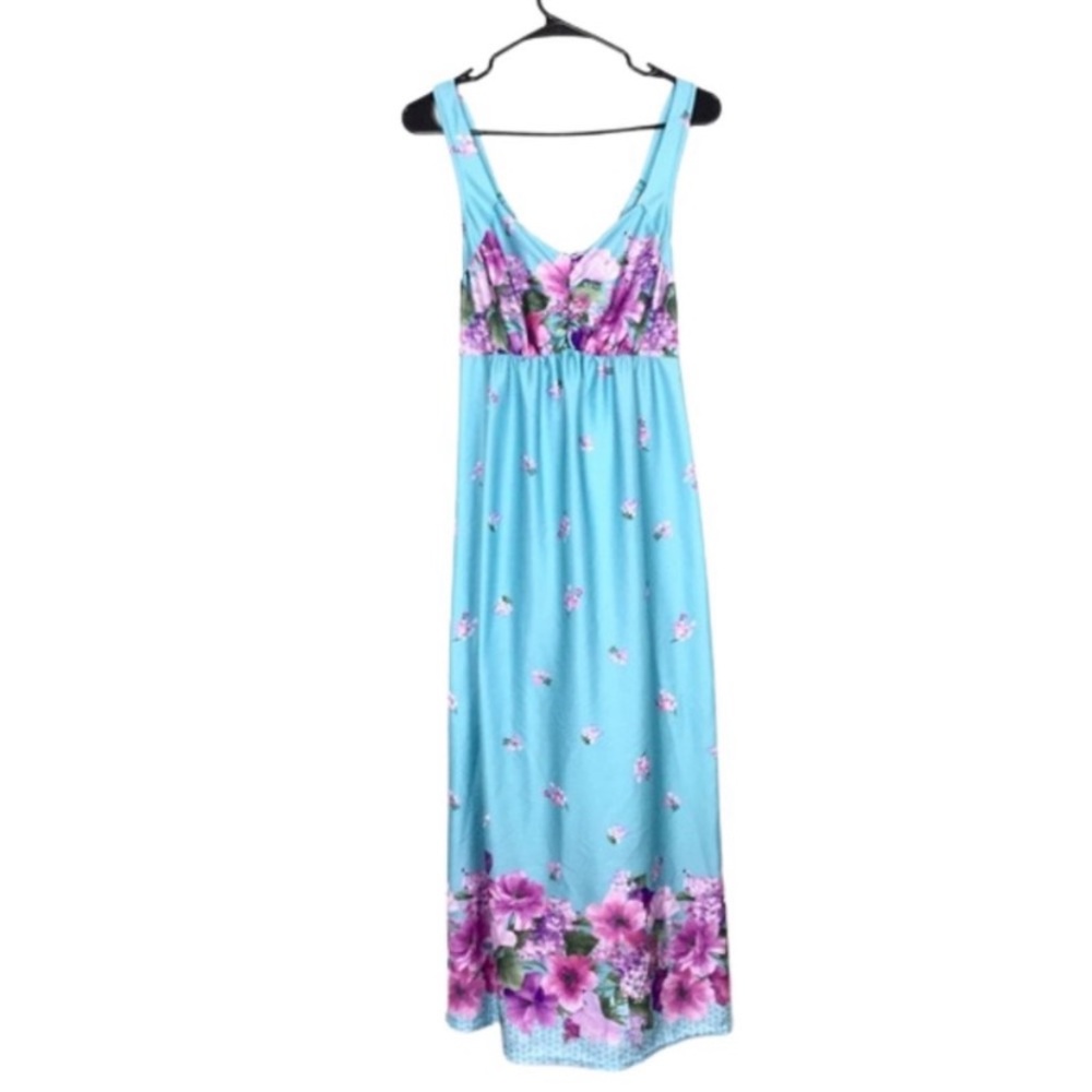 Anthony Richards floral print maxi night dress gown size large